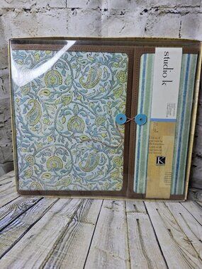 K & Company Scrapbook Photo Album 12x14 20 Top Loading Green Blue Floral